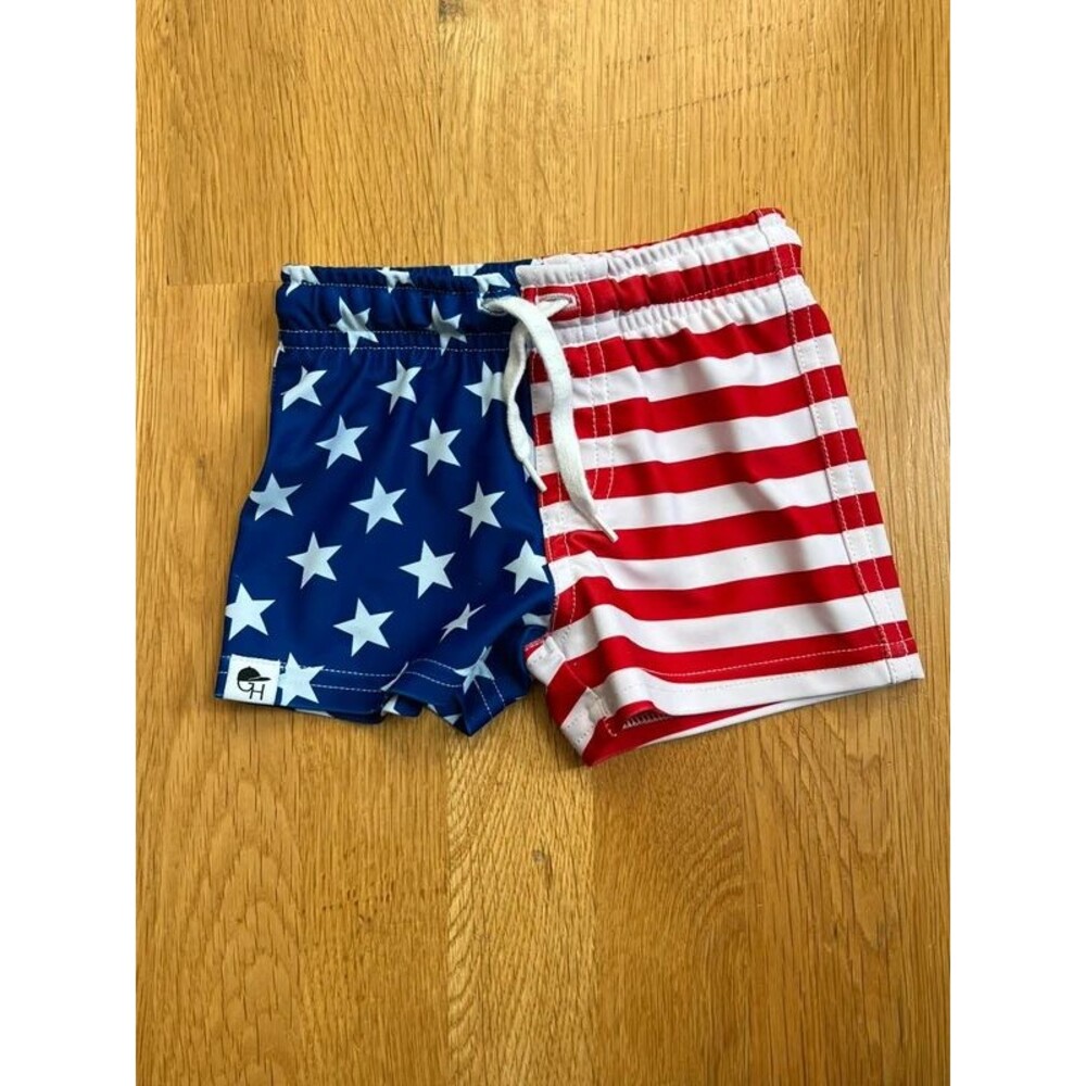 George Hats american flag swim trunks // size 6-12 months